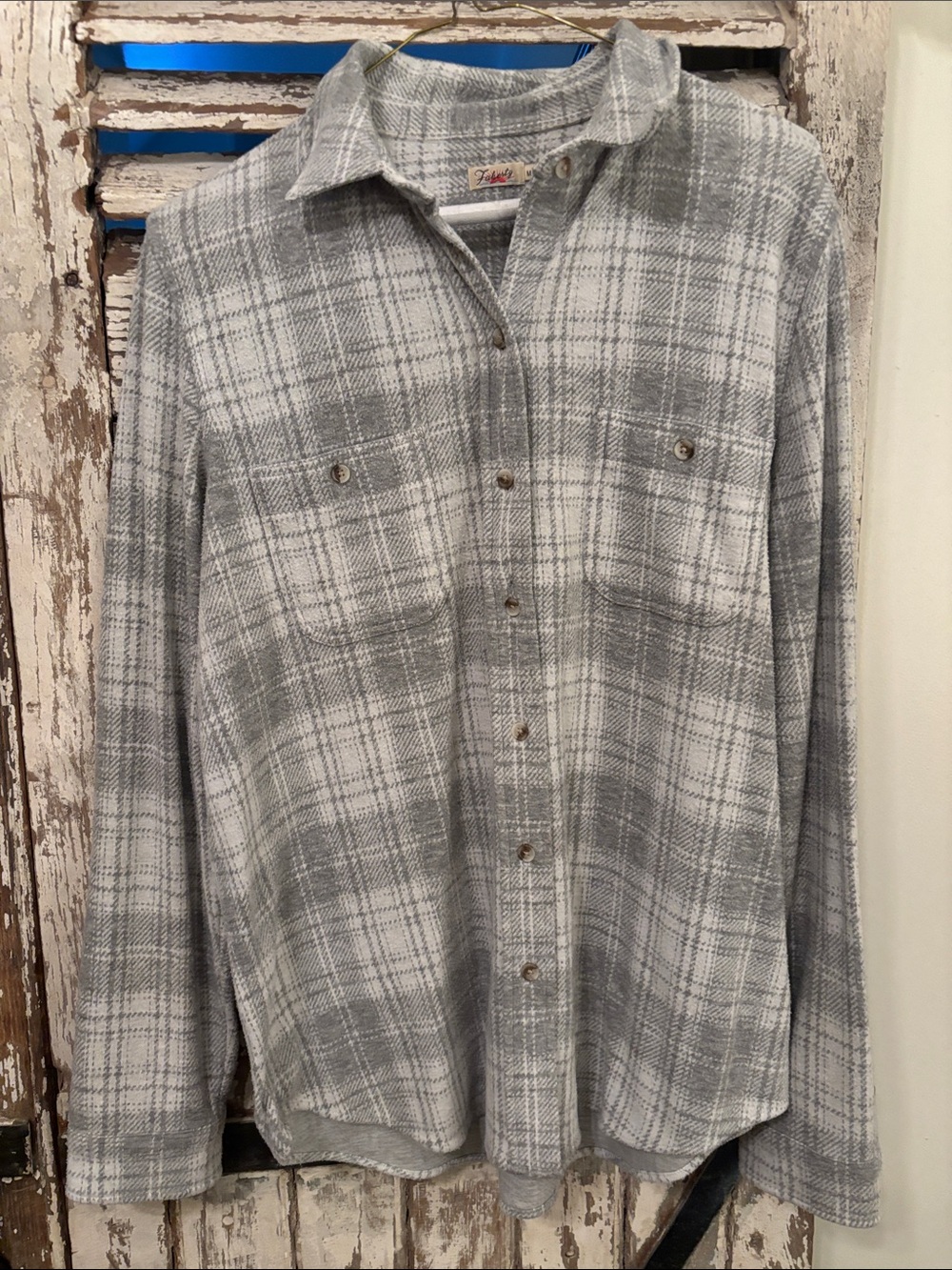 Faherty Light Gray Plaid Long-Sleeve Shirt